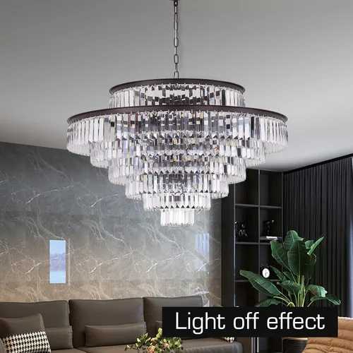 Miniatura 2 de Candelabros y luces de cristal de estilo moderno cromado redondos colgantes clásicos, lámpara colgante de techo accesorio de iluminación de 5