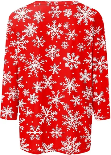 Miniatura 26 de Camisetas de manga 3/4 para mujer, cuello redondo, holgadas, casuales, con estampado floral, camisetas de moda para el trabajo de negocios
