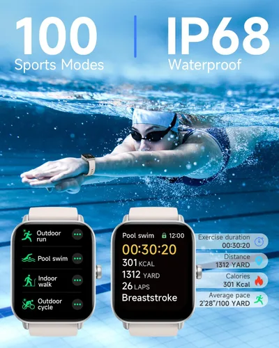 Miniatura 5 de TOOBUR Reloj inteligente para mujer con Alexa integrado, 1.8 pulgadas, IP68, rastreador de actividad física con ritmo cardíaco, monitor de sueño