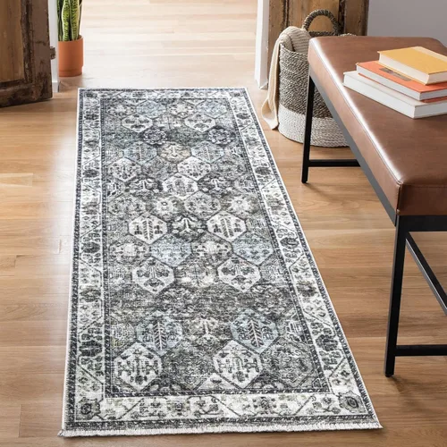 Miniatura 59 de Bloom Rugs Caria Alfombra Lavable Antideslizante de 7 pies - Azul/Carbón Alfombra Tradicional para Entrada, Pasillo, Baño y Cocina - Tamaño Exacto