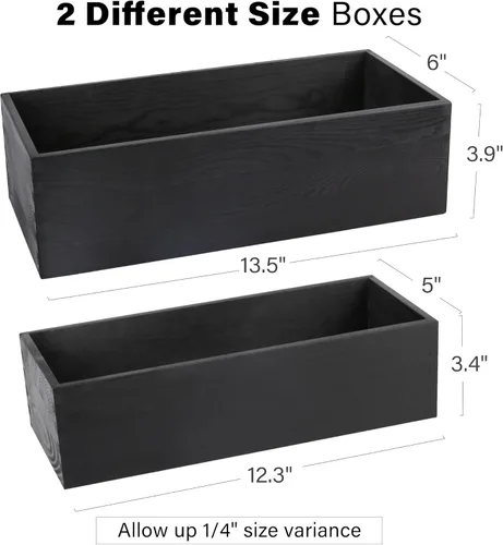 Miniatura 2 de LotFancy Caja de decoración de baño, paquete de 2 soportes de papel higiénico de madera, cesta de almacenamiento de tanque de inodoro negro, parte
