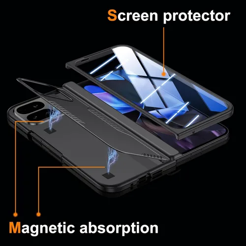 Miniatura 9 de Kaiiecal Funda plegable para Google Pixel-9-Pro: Funda delgada con soporte de bisagra con protector de pantalla - Soporte de carga inalámbrica