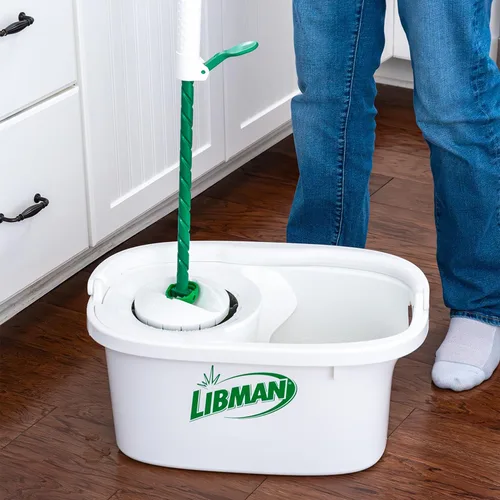 Miniatura 7 de Libman Lightning Spin Mop System Plus 1 cabezal de repuesto Trapeador y balde con juego de escurridor Trapeador de piso Trapeador giratorio