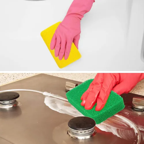 Miniatura 5 de Patelai Esponja de silicona para platos, 10 piezas, esponja de limpieza reutilizable para cocina, esponja suave para frutas y verduras