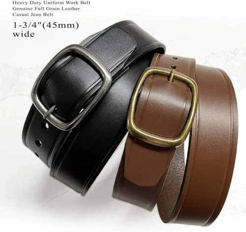 Miniatura 2 de BS1303 - Cinturón de trabajo de uniforme resistente, cuero de grano completo, estilo casual, 1.772in de ancho