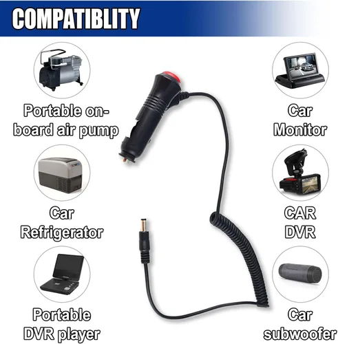 Miniatura 6 de DC 0.217 x 0.083 in Cargador de coche Cable de fuente de alimentación, 12V-24V 4.9FT Adaptador de enchufe de encendedor de cigarrillos de coche
