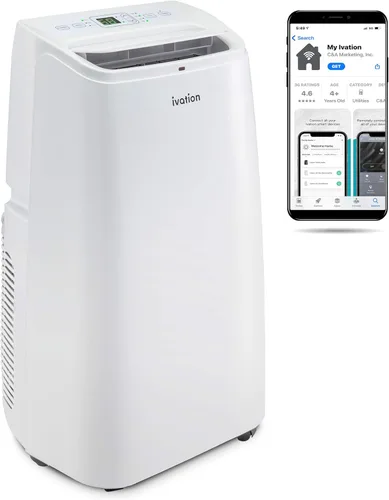 Aire acondicionado Ivation con Wi-Fi de 8500 BTU hasta para 250 pies cuadrados (5500 BTU SACC), control por app 3 en 1, deshumidificador y