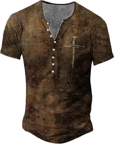 Miniatura 2 de EELHOE Mens Retro Old Tank Top Shirts Casual Basic Button Up Tops Graphic Breathable Regular Fit Clothing