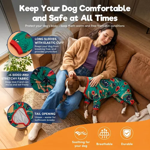 Miniatura 5 de LovinPet Pijama XL para perros grandes, camisa para aliviar la ansiedad de las mascotas, ropa de perro con protección UV, tela ligera y cómoda