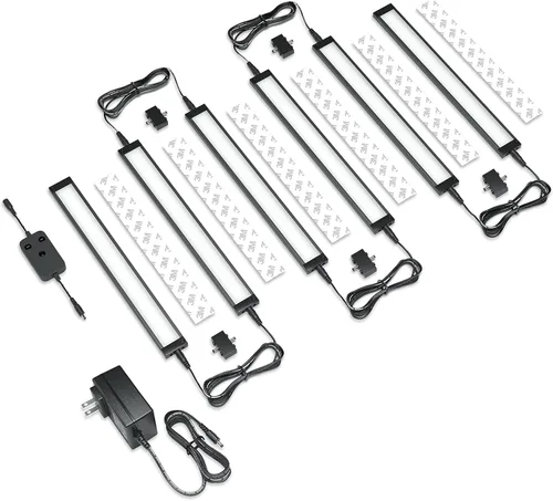 Miniatura 8 de EShine Paquete de 3 luces LED regulables inteligentes negras de 12 pulgadas para debajo del gabinete, compatible con Alexa, Google, blanco frío