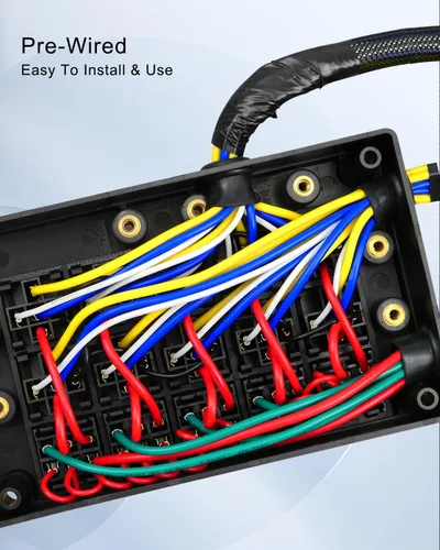 Miniatura 3 de Caja de relés de fusibles impermeable precableada – 15 ranuras ATC/ATO, 10 soportes de relé con relés y fusibles – Bloque para automóvil, camión