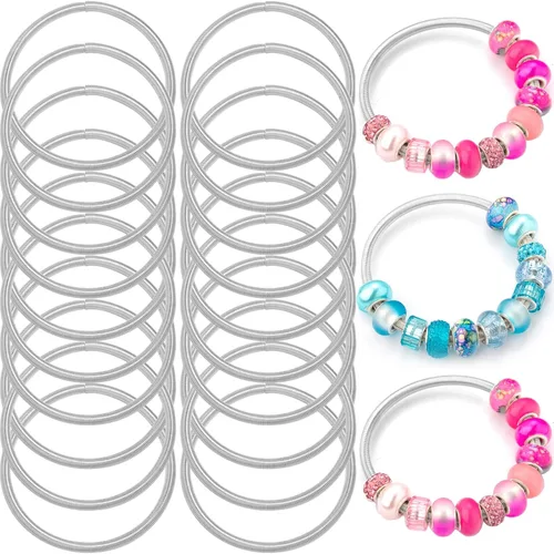 ZYEHXED 20 Pulseras con Dije de Serpiente, Pulseras Bangle con Dijes Expandibles de 0.16 pulgadas, Pulseras de Serpiente de Amistad Plateadas 20