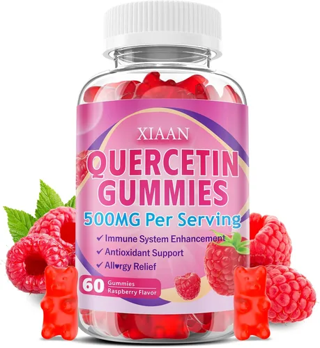 Gomitas de quercetina de 500 mg para niños y adultos, suplementos de quercetina orgánica con bromelina, zinc, vitamina C y D3, antioxidante y salud