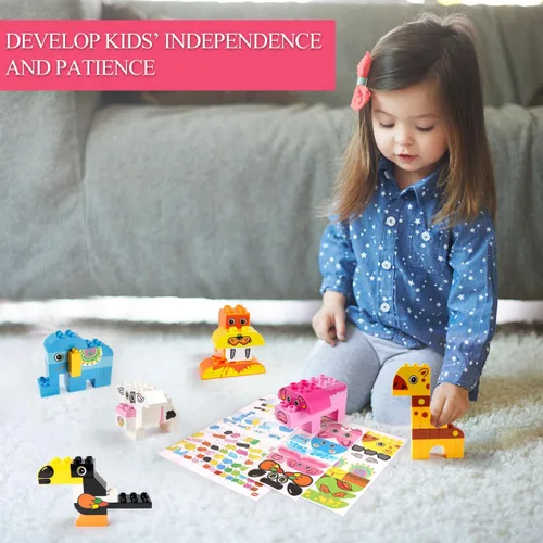 Miniatura 2 de Juego de bloques de construcción de animales, 122 piezas de juguetes de construcción de animales para niños de 3, 4, 5, 6 años, juguetes educativos