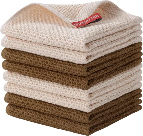 Miniatura 11 de joybest Paños de cocina de algodón, paquete de 8 paños de cocina de tejido de gofre, ultra suaves, absorbentes, paños de secado rápido, trapos