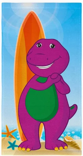 Barney Classic - Toalla de baño de algodón súper suave para niños, 58 x 28 pulgadas, (producto oficial con licencia) Franco