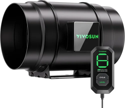 Miniatura 12 de VIVOSUN Ventilador de conducto en línea G4 de 4 pulgadas y 3 modos de ciclo controlador de velocidad E12, kit de ventilación para tienda de cultivo