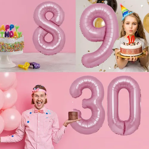Miniatura 3 de Globos gigantes de 40 pulgadas de color rosa intenso con el número 34, gigantes, gigantes, gigantes, enormes de papel de aluminio de Mylar