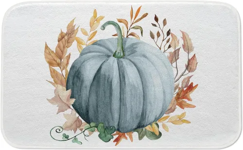 Miniatura 7 de Fukeen Alfombra de baño de calabaza a cuadros naranja – Alfombra de ducha antideslizante con hojas de arce para baño, dormitorio, hogar