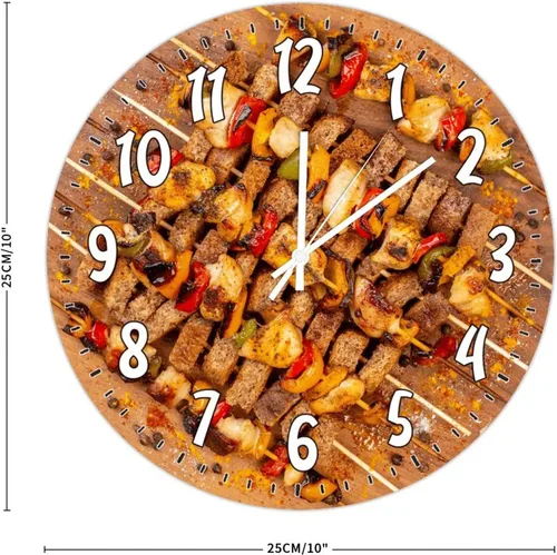 Miniatura 2 de Reloj de pared colgante de carne para barbacoa, sin tictac, para decoración de cocina, cocina, cocina, cocina, cocina, decoración de pared