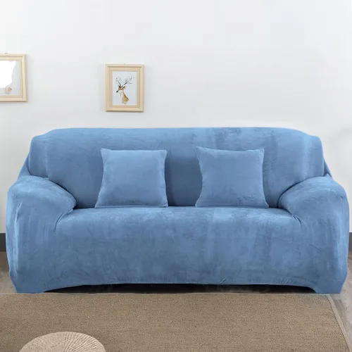 Miniatura 20 de vctops Funda elástica para sofá de 4 plazas de terciopelo de felpa, 1 pieza, con parte inferior elástica, protector de muebles suave y esponjoso