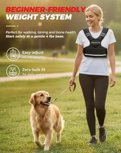 Miniatura 2 de BAGAIL Chaleco con peso ajustable para mujeres y hombres, 4-10 libras, 12-18 libras, 20-32 libras, chaleco de peso para entrenamientos en casa con 6