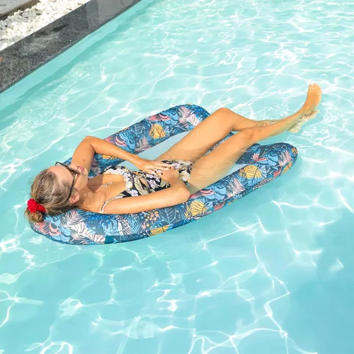 Miniatura 6 de FindUWill Flotadores inflables de piscina para adultos, cómodas sillas de piscina cubiertas de tela, tumbona de piscina de bronceado multiusos