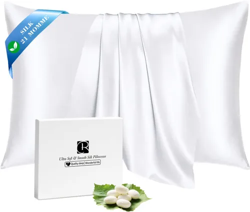 Miniatura 34 de Ravmix - Juego de 2 fundas de almohada de seda para cabello y piel con cremallera oculta, juego de 2 fundas de almohada de seda de morera 21Momme