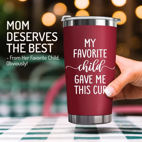 Miniatura 2 de Regalos de Navidad para mamá de hija, hijo, niños, esposo – Regalo divertido para mamá – Taza de café para mamá «Mi hijo favorito me dio esta taza»
