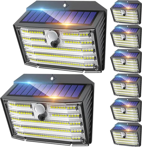 Miniatura 9 de CLAONER Luces solares para exteriores [126 LED], luces inalámbricas con sensor de movimiento, luces de seguridad impermeables IP65, 3 modos, ángulo