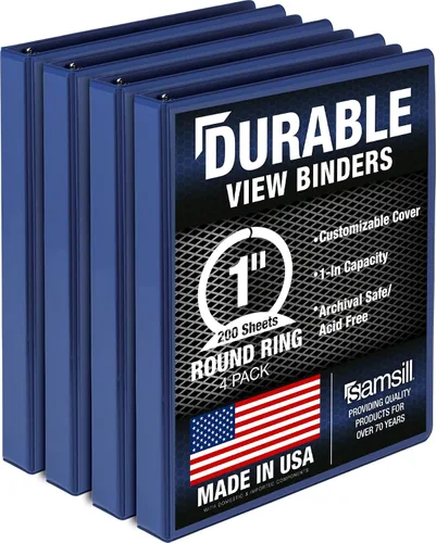 Miniatura 34 de Samsill Carpeta duradera de 0.5 pulgadas, fabricada en los Estados Unidos, carpeta transparente personalizable con anillos redondos, color negro