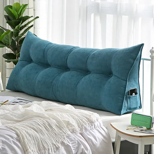 Miniatura 10 de Cojín de almohada triangular copetudo para respaldo, funda extraíble, almohada de lectura, cojín de lectura para cabecero grande para cama, sofá