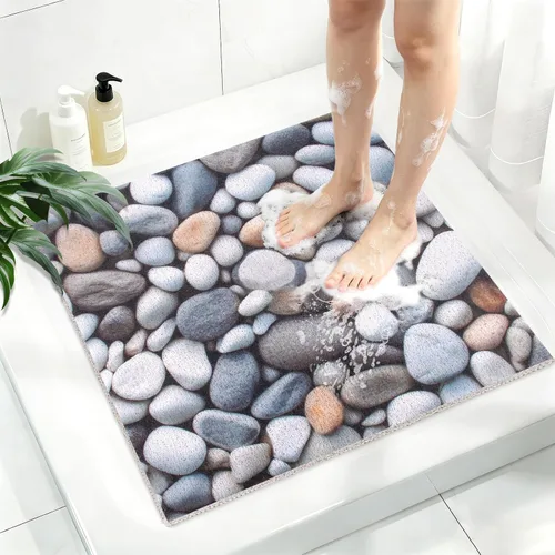 Miniatura 11 de Tapete de ducha cuadrado, Yonala de 24 x 24 pulgadas, elegante tapete de ducha antideslizante para ducha interior, tapete de ducha antideslizante