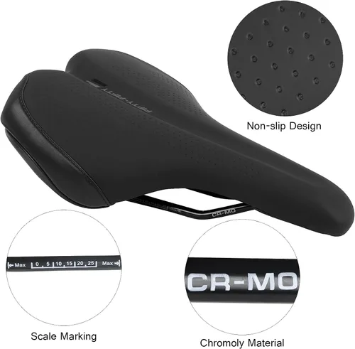Miniatura 2 de FIFTY-FIFTY Sillín de bicicleta de montaña, cómodo asiento de bicicleta de espuma viscoelástica, suave e impermeable para hombres y mujeres