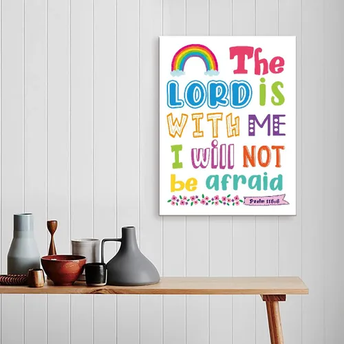 Miniatura 4 de LISTNGBO Lienzo decorativo de pared con versículo bíblico para niños, decoración de pared religiosa cristiana, 12 x 15 pulgadas El Señor está conmigo