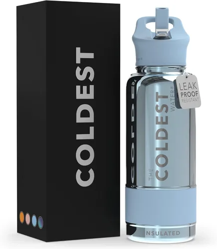 Miniatura 102 de Coldest - Botella para agua con tapa que incluye pajilla, térmica y metálica (acero inoxidable), para hombres y mujeres, color morado