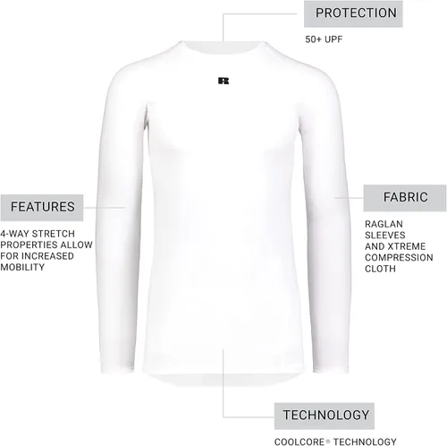 Miniatura 5 de Russell Athletic Camiseta de compresión de manga larga Coolcore estándar para hombre