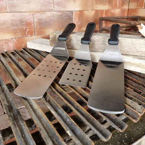 Miniatura 5 de LUPERINI. Juego de volteador para barbacoa, juego de acero inoxidable, espátula de parrilla para carne, pescado, huevo, panqueque, hamburguesa