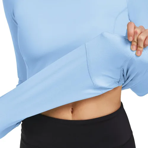 Miniatura 3 de BALEAF Camiseta térmica de forro polar para mujer, manga larga, con agujeros para los pulgares, bolsillo con cremallera para clima frío