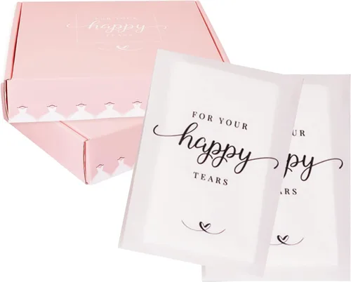 Paquetes de pañuelos de boda para invitados, juego de 20 unidades, para tus lágrimas felices, recuerdos de boda para invitados, papel esmerilado,