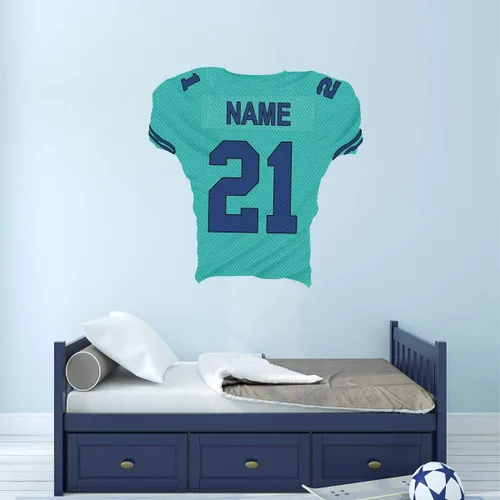 Miniatura 2 de VWAQ Calcomanía de pared extraíble de camiseta de fútbol personalizada, nombre y número - FB5
