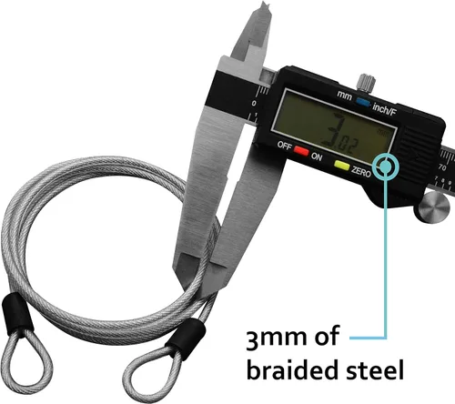 Miniatura 2 de Lumintrail Cable de seguridad con revestimiento de acero trenzado de 4 pies y 0.118 in (1/8 pulgadas), bloqueo de equipaje, cable de seguridad