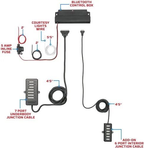 Miniatura 8 de LEDGlow 4 piezas Bluetooth Millones de colores LED Underbody Underbody Underbody Underglow y 6 piezas Interior Footwell Accent Kit de iluminación