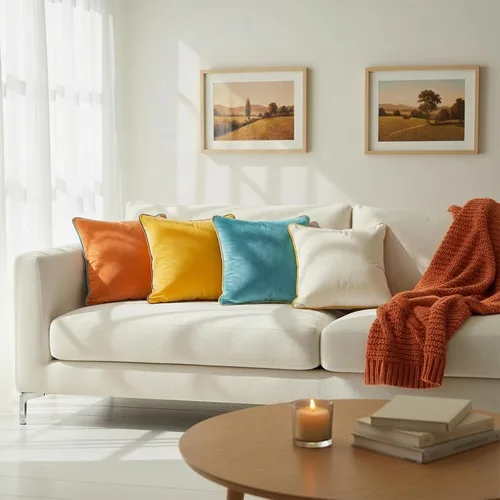 Miniatura 6 de Mecatny Juego de 4 fundas de almohada de terciopelo de 18 x 18 pulgadas, fundas de almohada decorativas suaves y coloridas para sofá, sala de estar