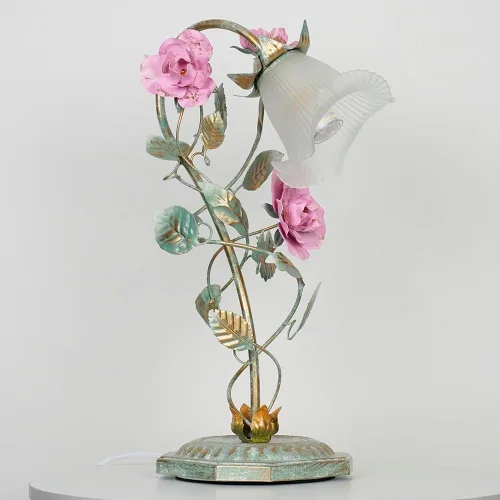Miniatura 5 de Meefad Lámpara de mesa floral, elegantes lámparas de mesita de noche con pantalla de cristal, luz nocturna para niñas para escritorio pequeño