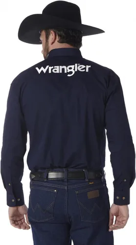 Miniatura 2 de Wrangler Camisa de manga larga para hombre grande y alto con logotipo grande y alto con dos bolsillos tejida