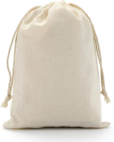 Miniatura 3 de DRQ Bolsas de algodón con cordón – Bolsas ecológicas de muselina para regalo y recuerdo de fiesta (5 x 7 pulgadas) – Bolsas de tela de algodón sin