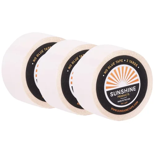Miniatura 12 de Sunshine Tape Rollo de cinta adhesiva para peluca sin pegamento 1 pulgada x 3 yardas Doble cara, grado médico Cinta de tupé y peluca