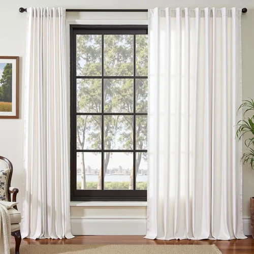 Miniatura 12 de JINCHAN Cortinas de mezcla de lino de 84 pulgadas de largo, 2 paneles para dormitorio y sala de estar, cortinas de campo con filtro de luz de 50