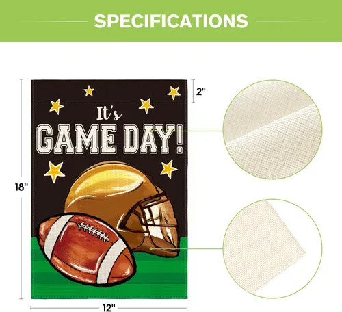 Miniatura 5 de AVOIN colorlife Bandera de jardín de fútbol con texto en inglés «It's Game Day» de doble cara, bandera para exteriores con texto en inglés «It's